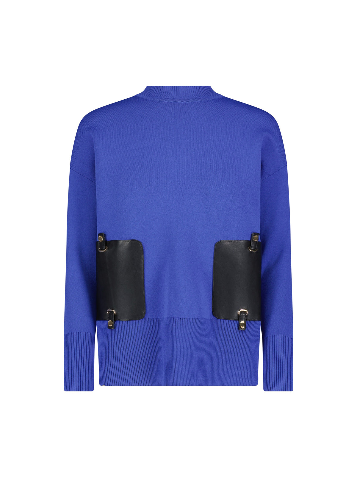 Aleeza Paris Aurora Leather Pocket Sweater – modest top in Royal Blue