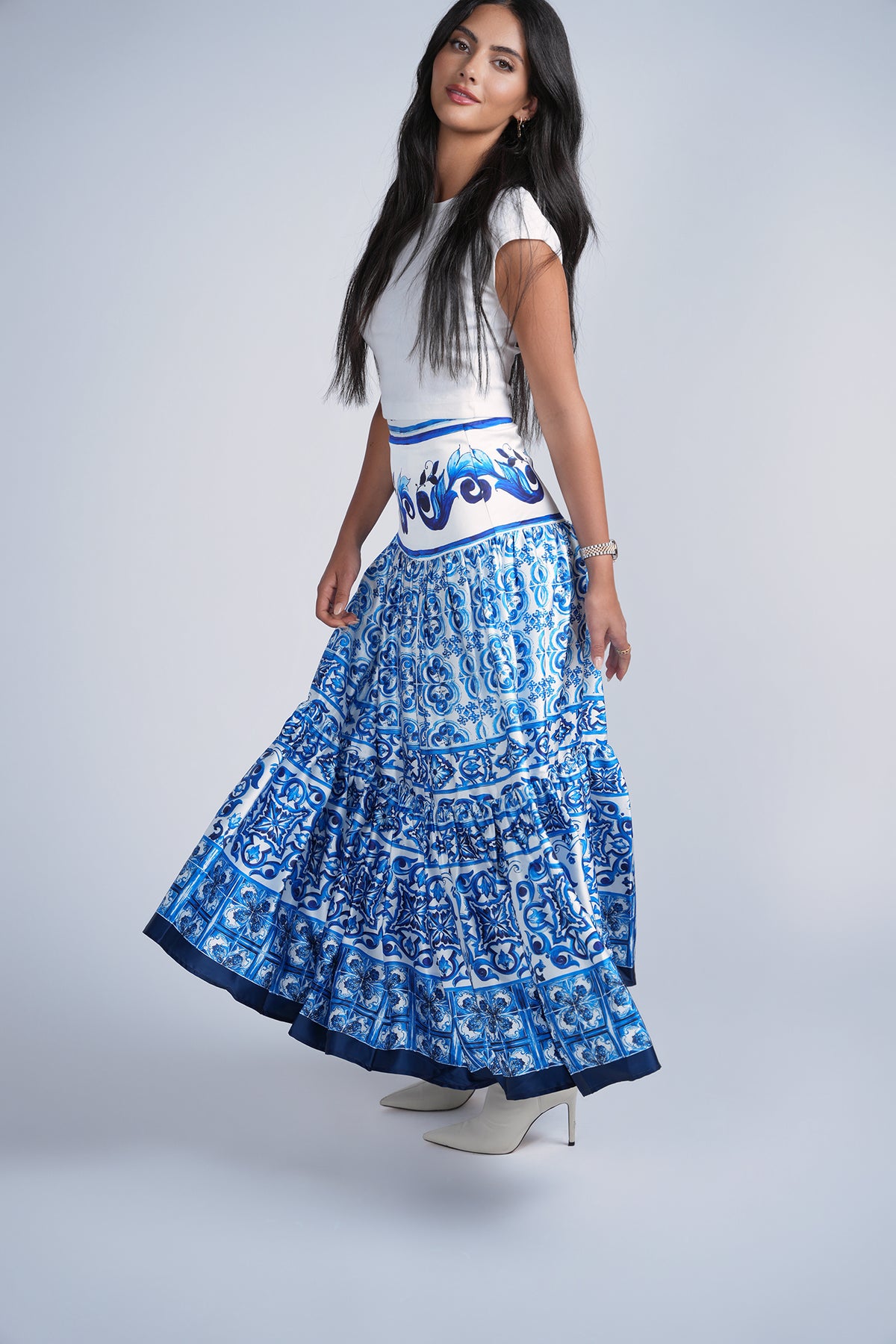 Aleeza Paris Azaria Maxi Skirt – modest skirt in Blue/White