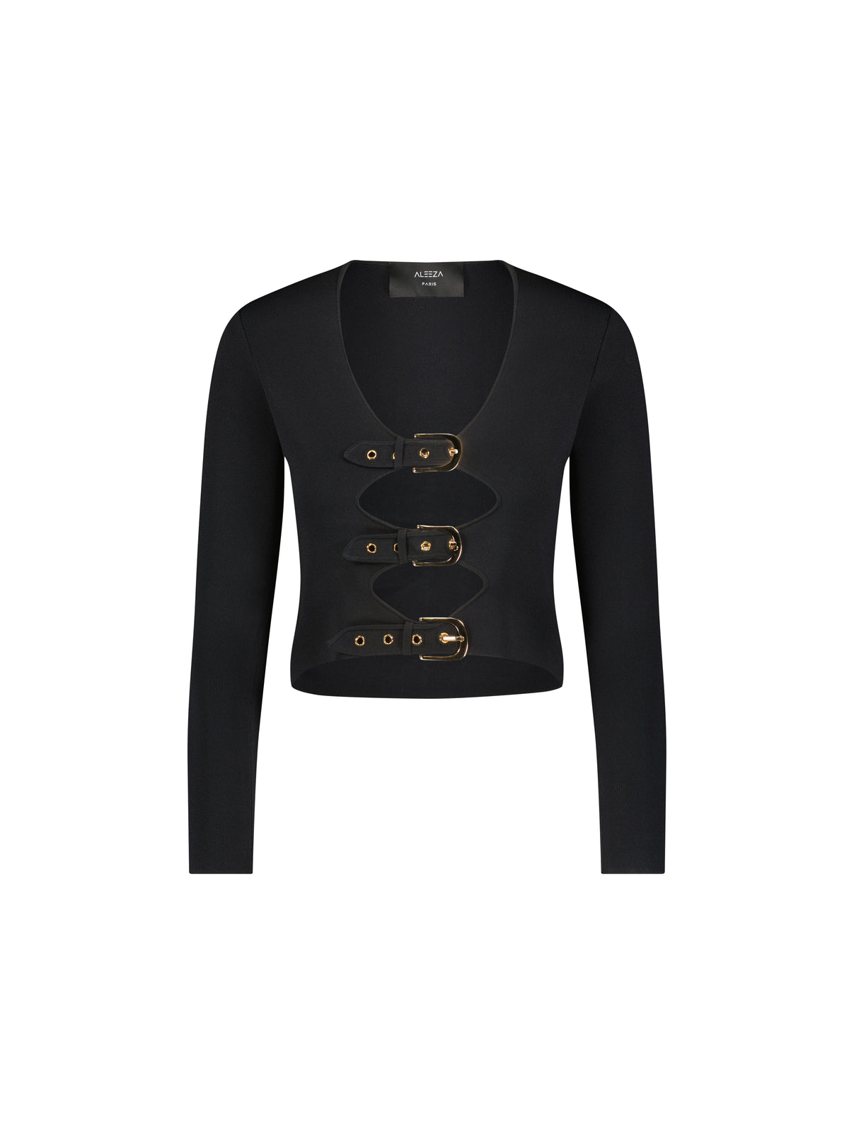 Aleeza Paris Belt Knit Top – modest top in Black