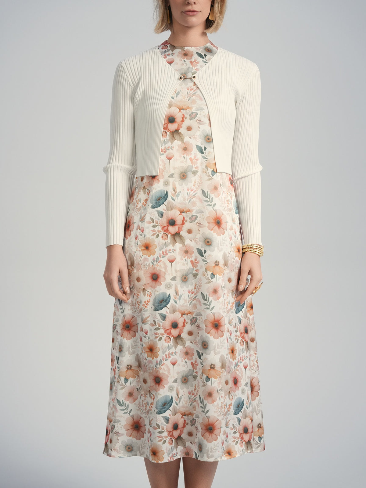 Aleeza Paris Bloom Genevie Slip Dress – modest dress in Pink And Blue Floral