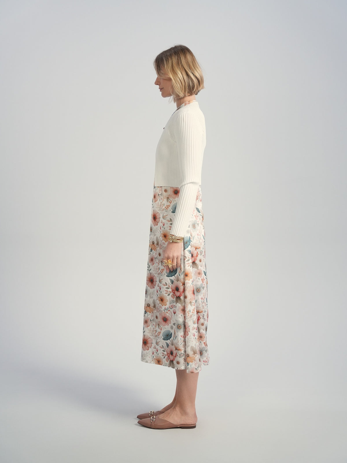 Aleeza Paris Bloom Genevie Slip Dress – modest dress in Pink And Blue Floral
