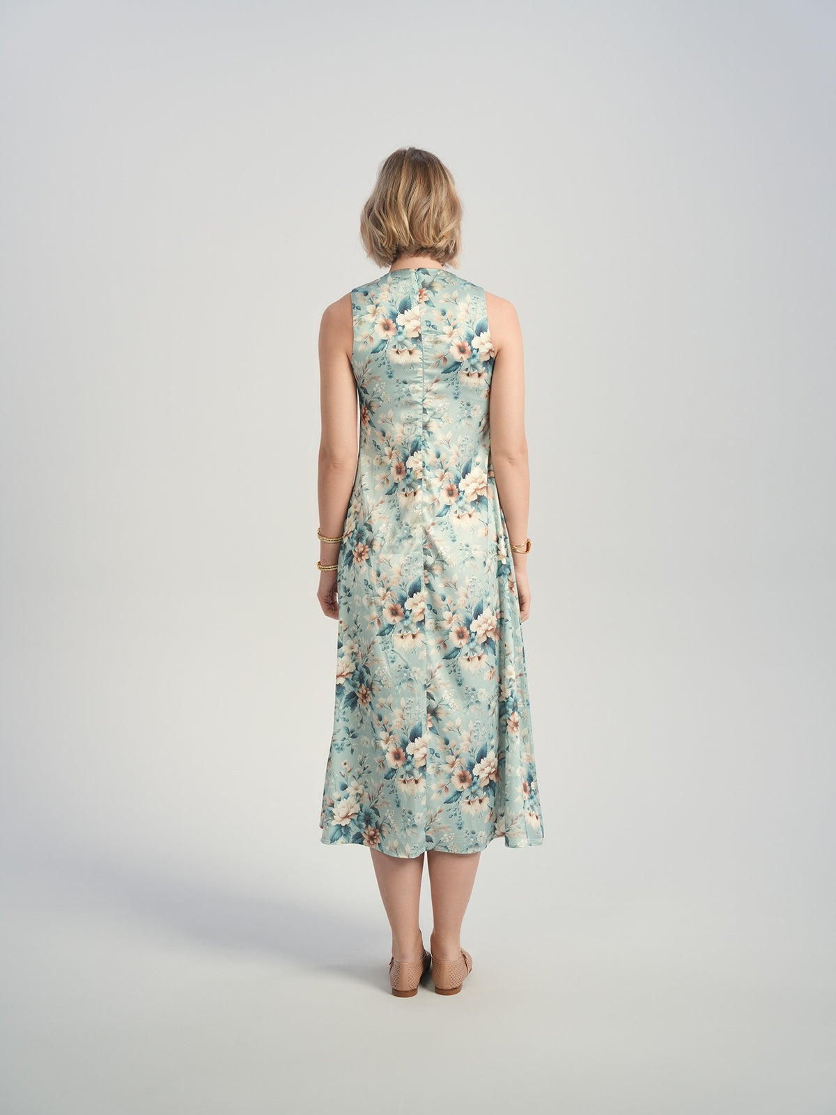 Aleeza Paris Bloom Jin Floral Slip Dress – modest dress in Blue Floral