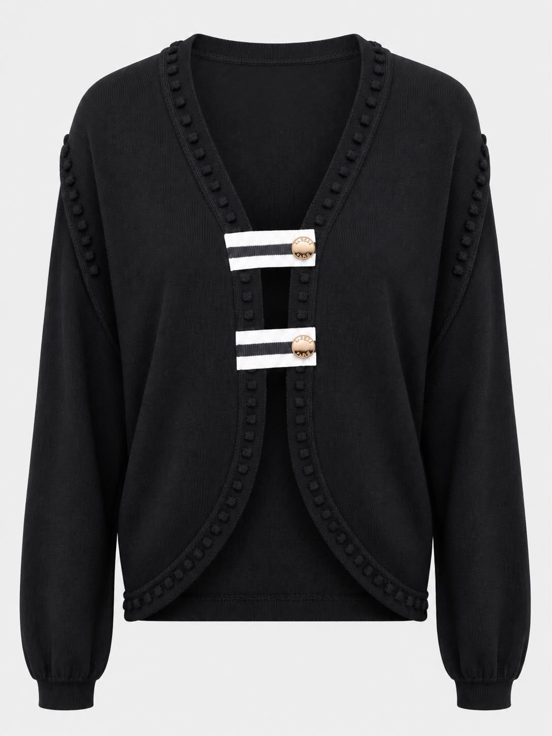 Aleeza Paris Bobble Trim Cardigan – modest top in Black