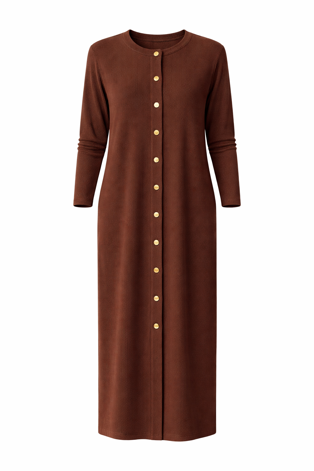 Aleeza Paris Button Down Lounge Dress – modest dress in Dark Coffee