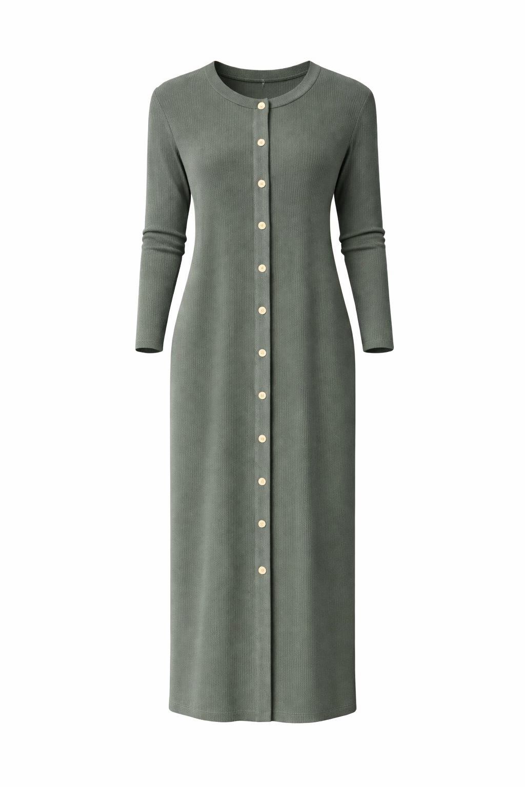 Aleeza Paris Button Down Lounge Dress – modest dress in Smoky Olive