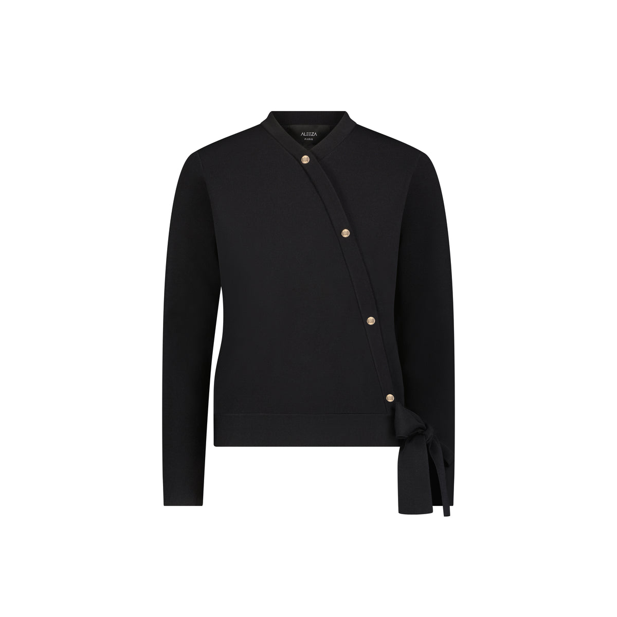 Aleeza Paris Button Tie Top – modest top in Black