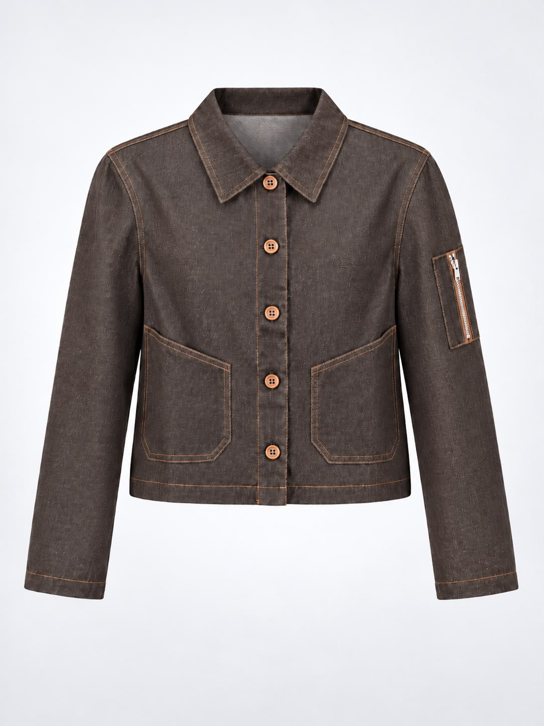 Aleeza Paris Calista Denim Jacket – modest top in Dark Brown