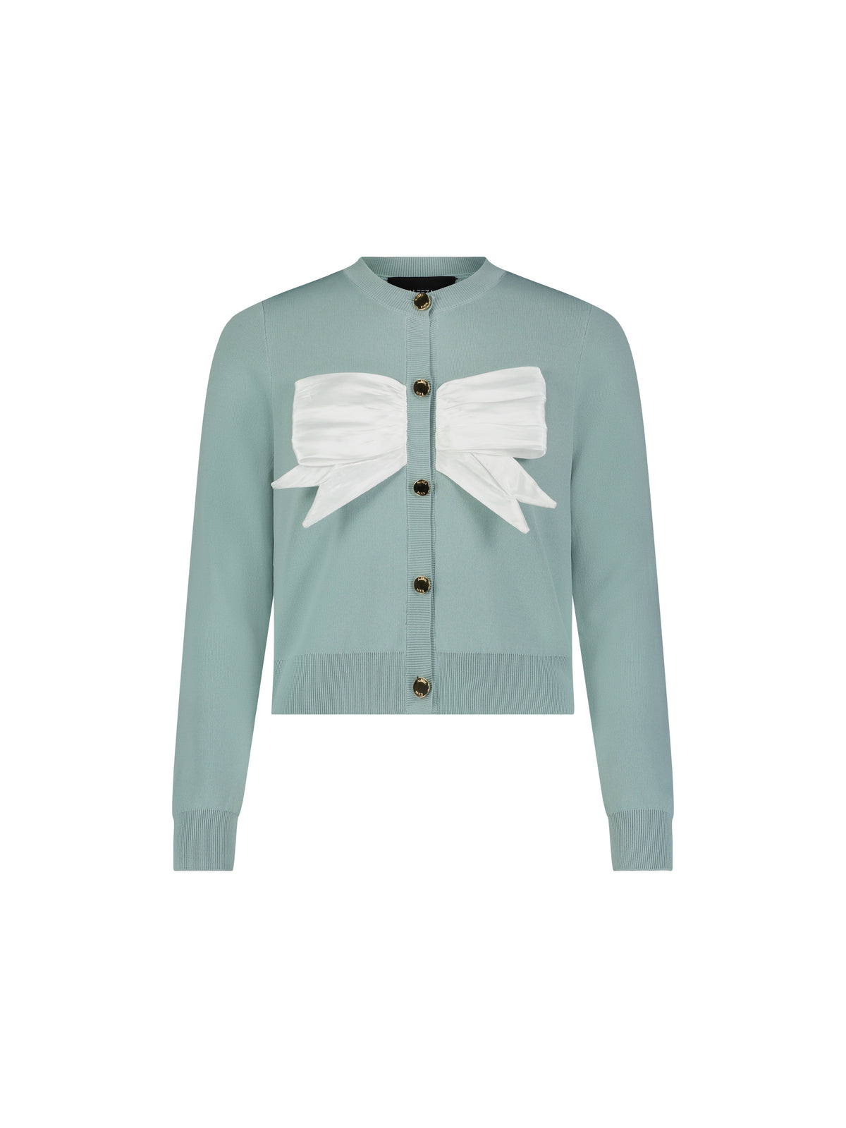 Aleeza Paris Carol Satin Bow Knit Cardigan – modest top in Tiffany