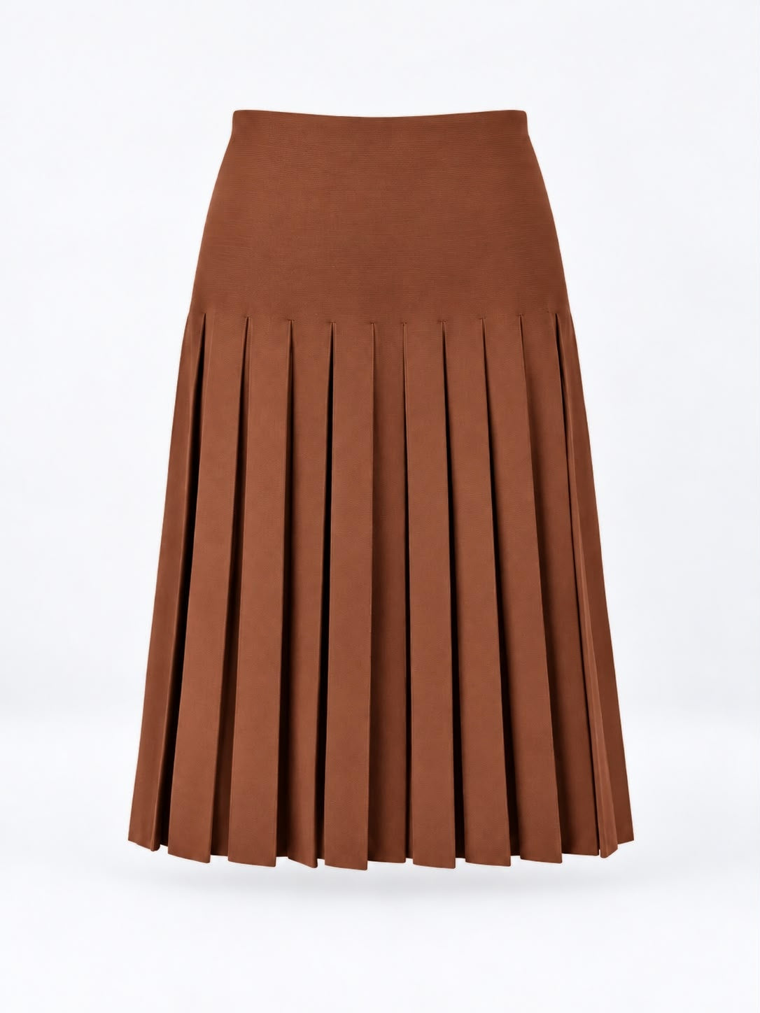 Charlotte Box Pleat Skirt in Cocoa – ghost mannequin – ALEEZA PARIS