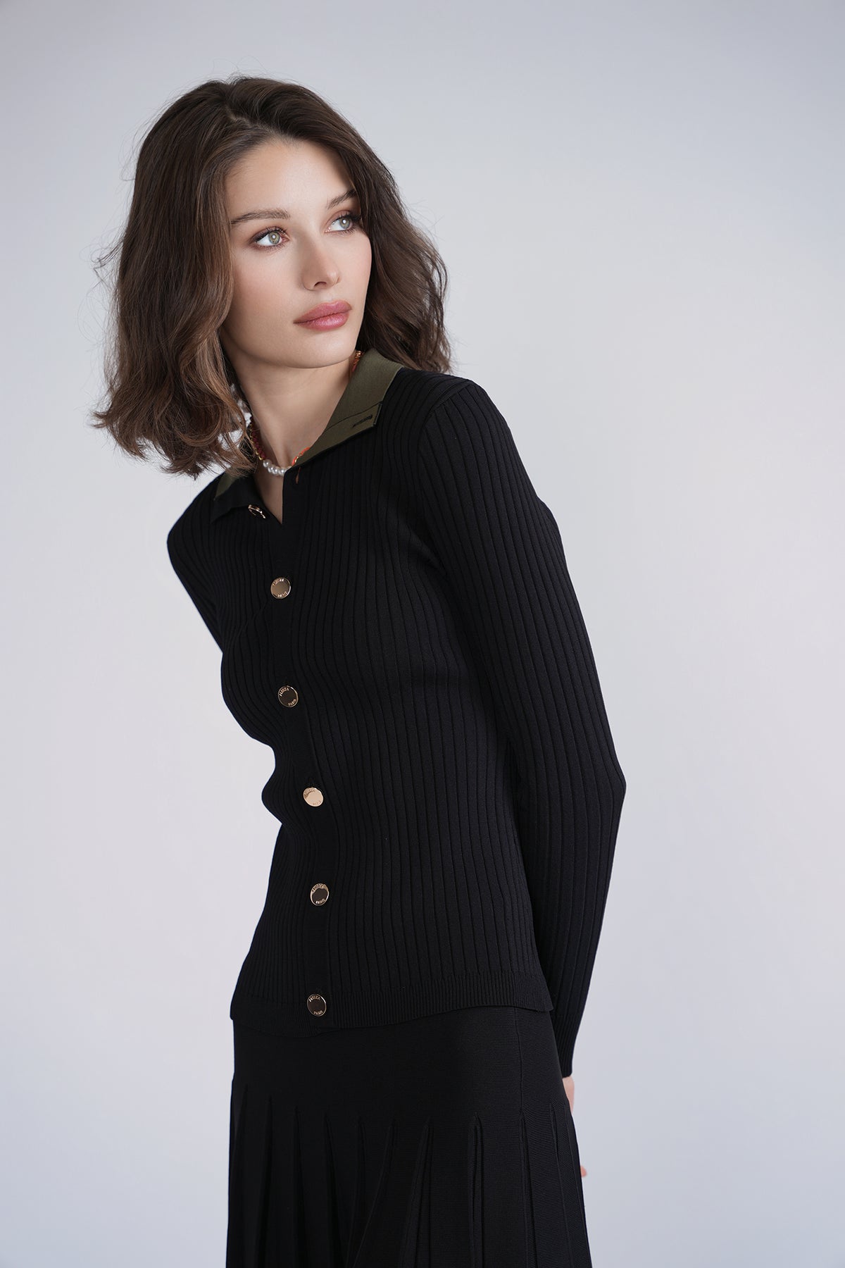 Aleeza Paris Classic Ribbed Knit Top – modest top in Black
