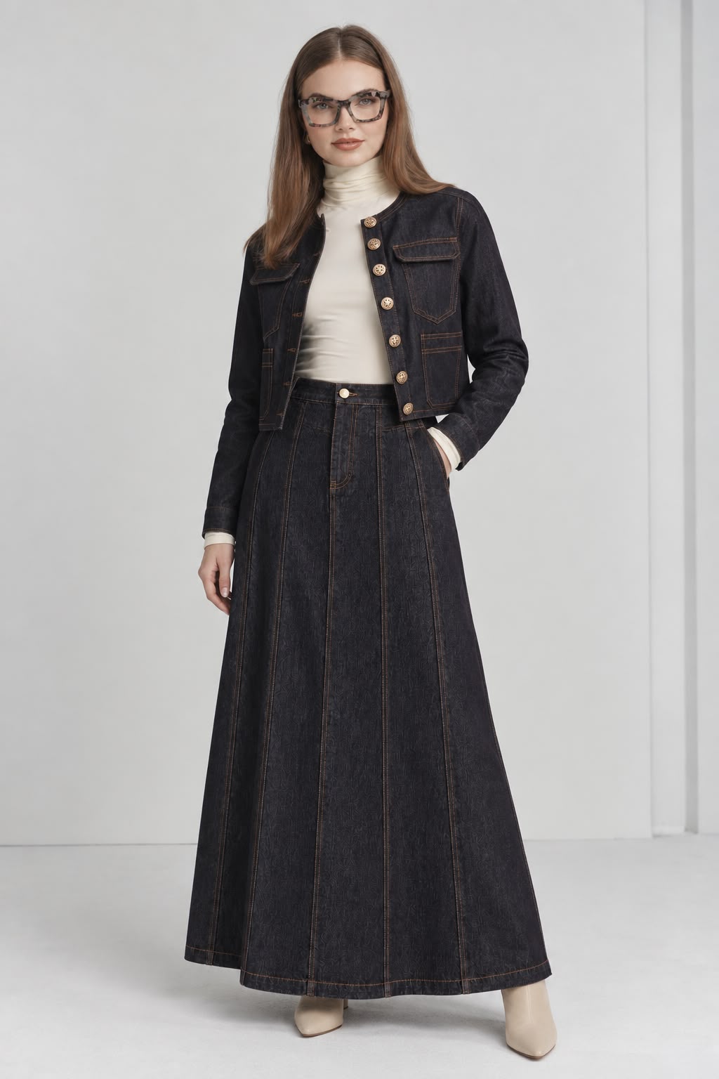 Aleeza Paris Contrast Stitch Jacket – modest top