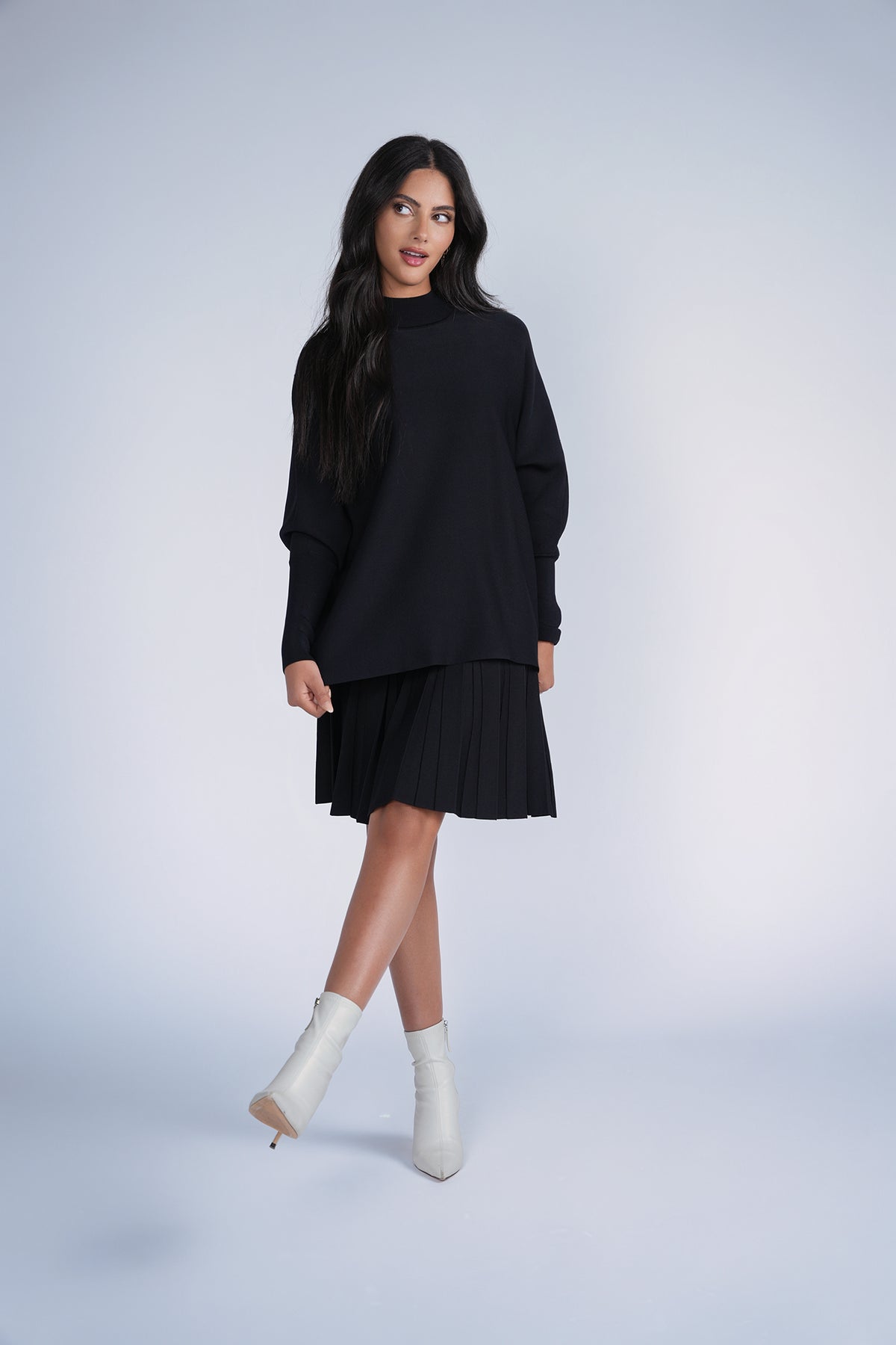 Aleeza Paris Cozy Loose Knit Top – modest top in Black