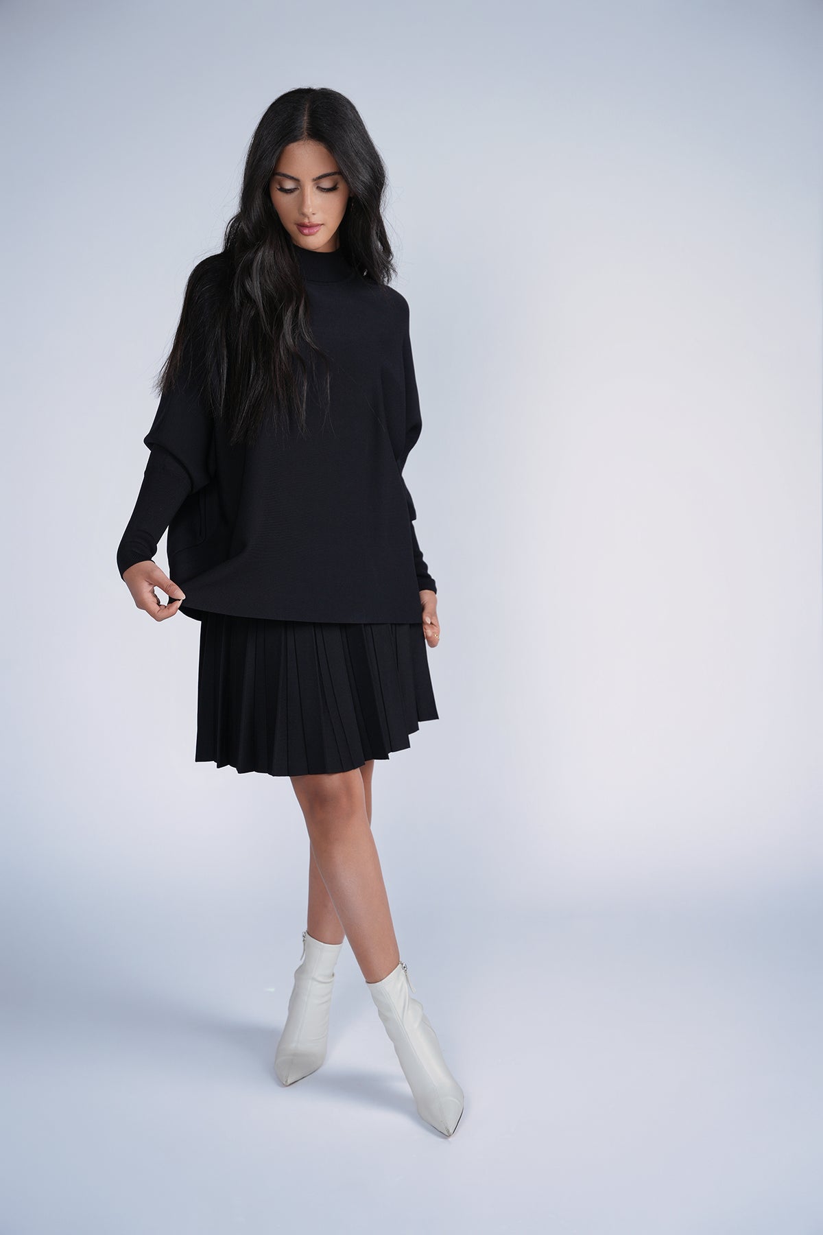 Aleeza Paris Cozy Loose Knit Top – modest top in Black
