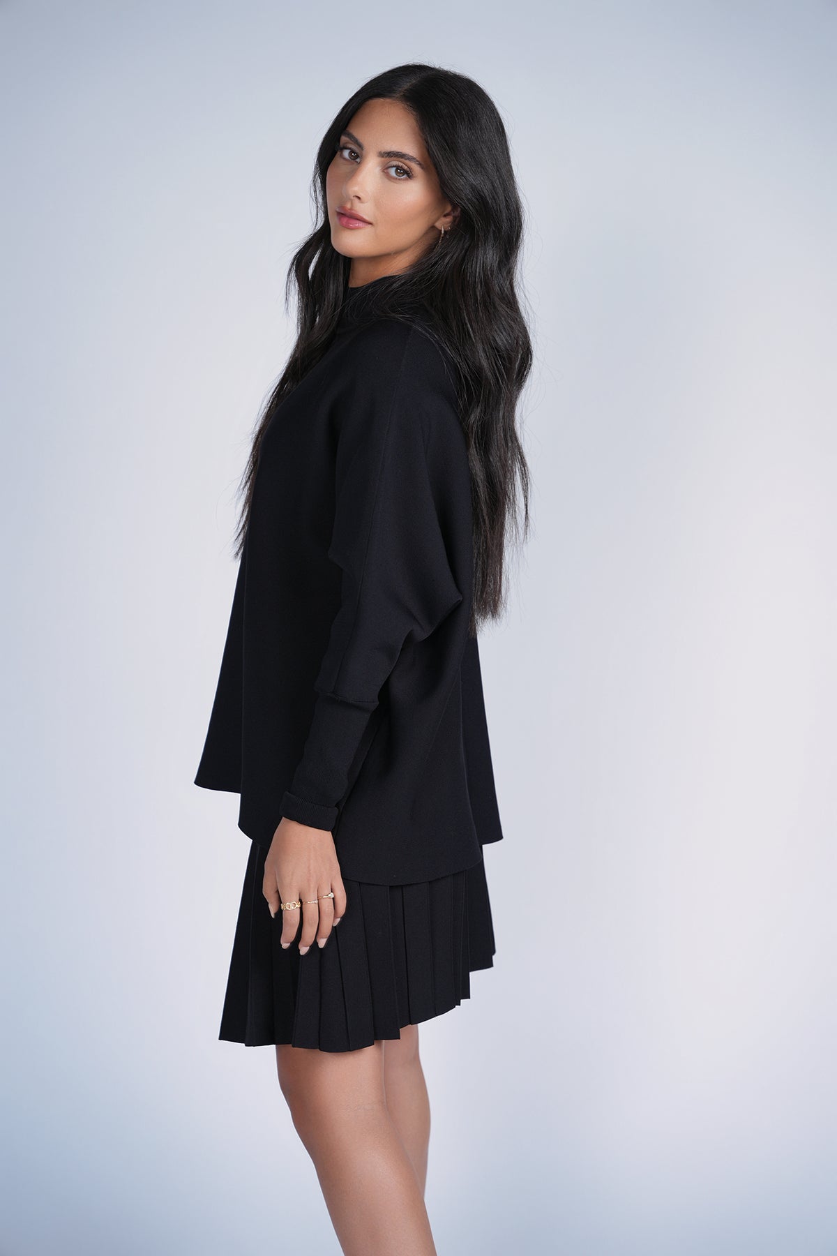 Aleeza Paris Cozy Loose Knit Top – modest top in Black