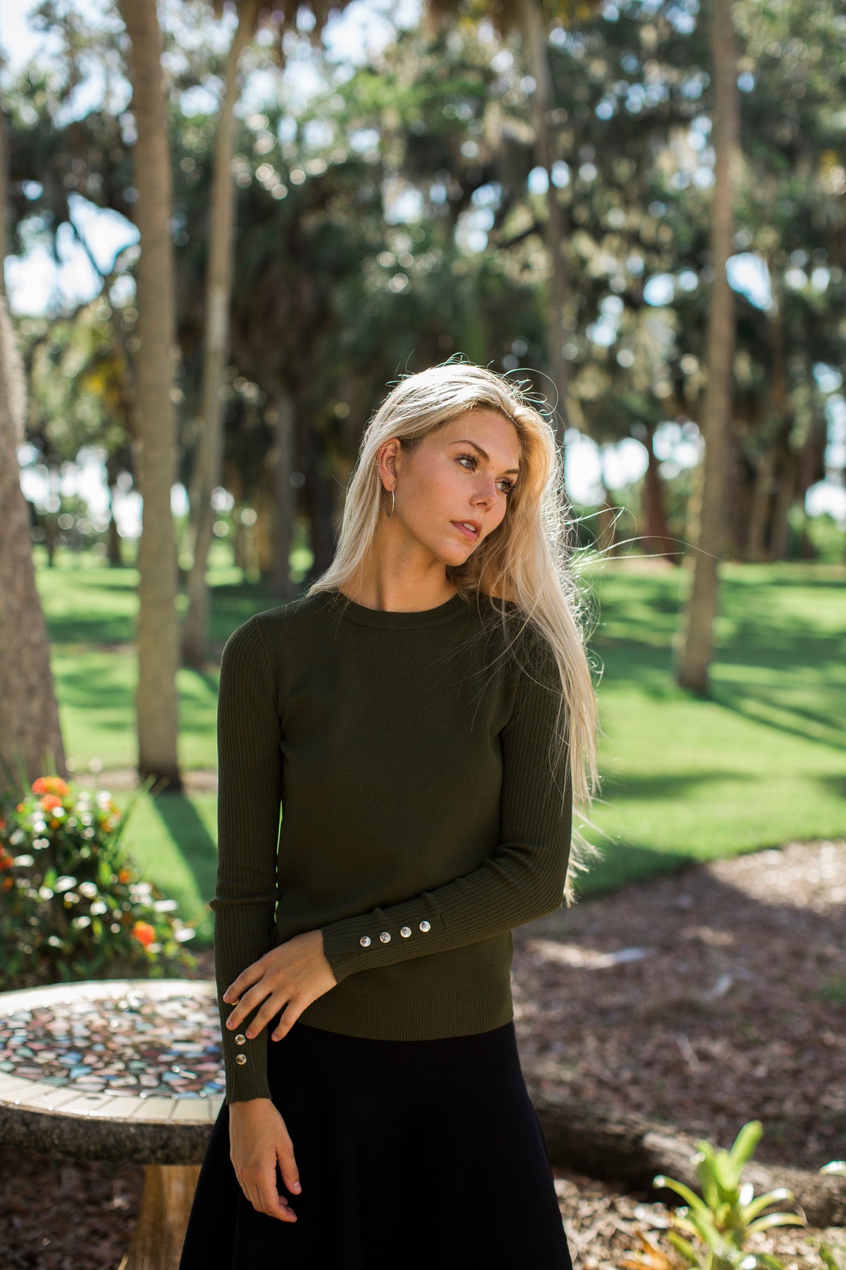 Aleeza Paris Darien Knit Top – modest top in Celery