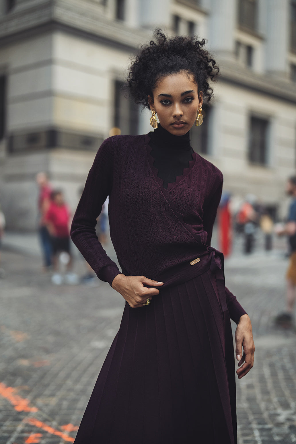 Aleeza Paris Delilah Wrap Cardigan – modest top in Plum