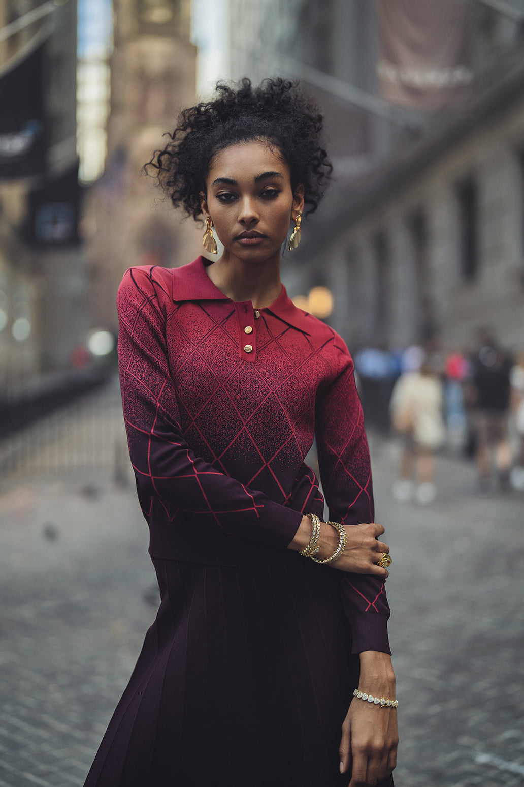 Aleeza Paris Diamond Pullover – modest top in Two Tone Plum