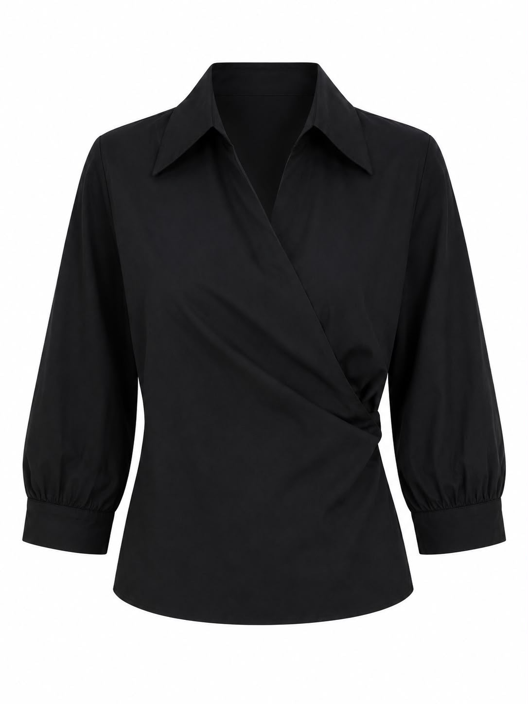 Aleeza Paris Draped Wrap Top – modest top in Black