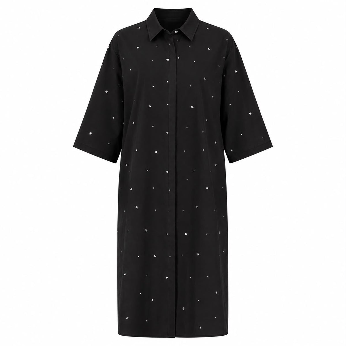 Aleeza Paris Elegant Shirt Dress – modest top in Black