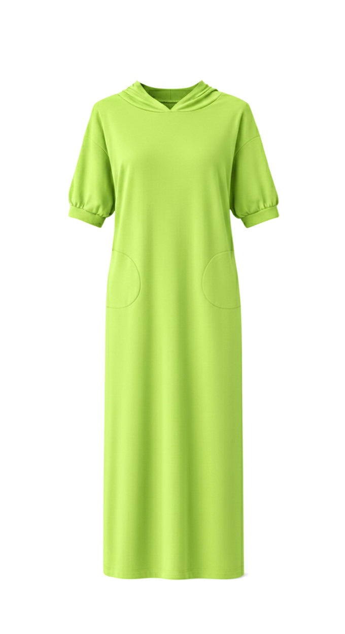 Aleeza Paris Essential Dolman Maxi Dress – modest dress in Fluorescent Green