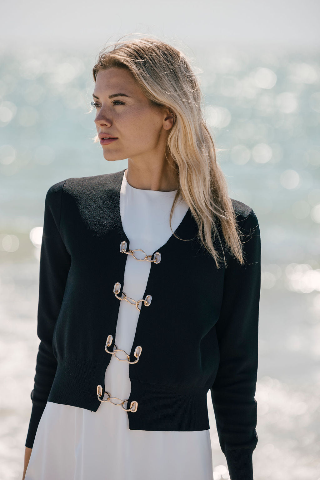 Grace Chain Cardigan - Black