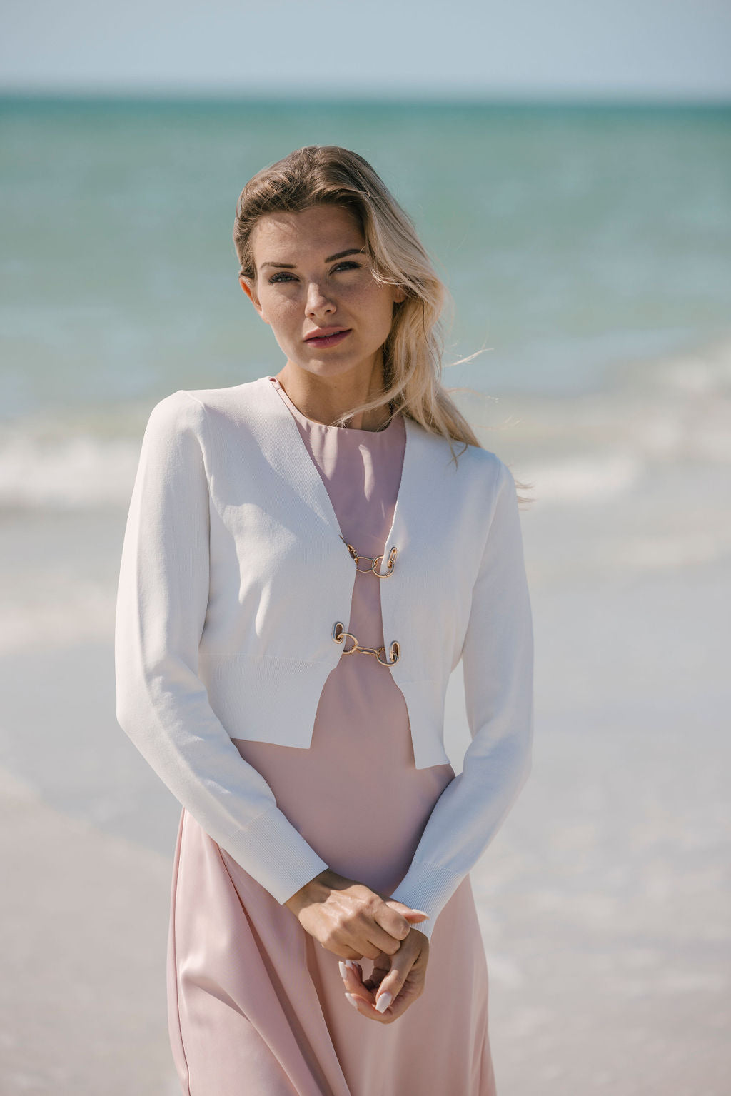 Aleeza Paris Grace Cropped Chain Cardigan – modest top