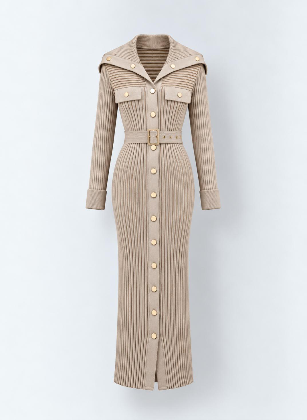 Aleeza Paris Jessa Ribbed Dress – modest dress in Mocha