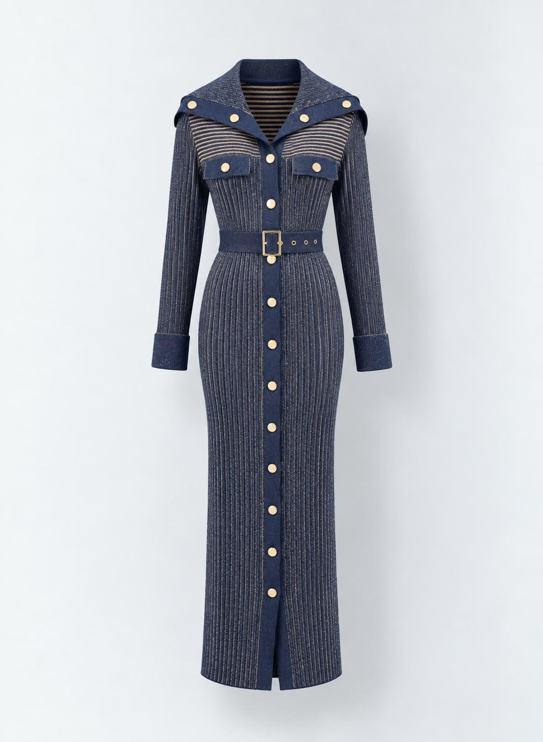 Aleeza Paris Jessa Ribbed Dress – modest dress in Navy