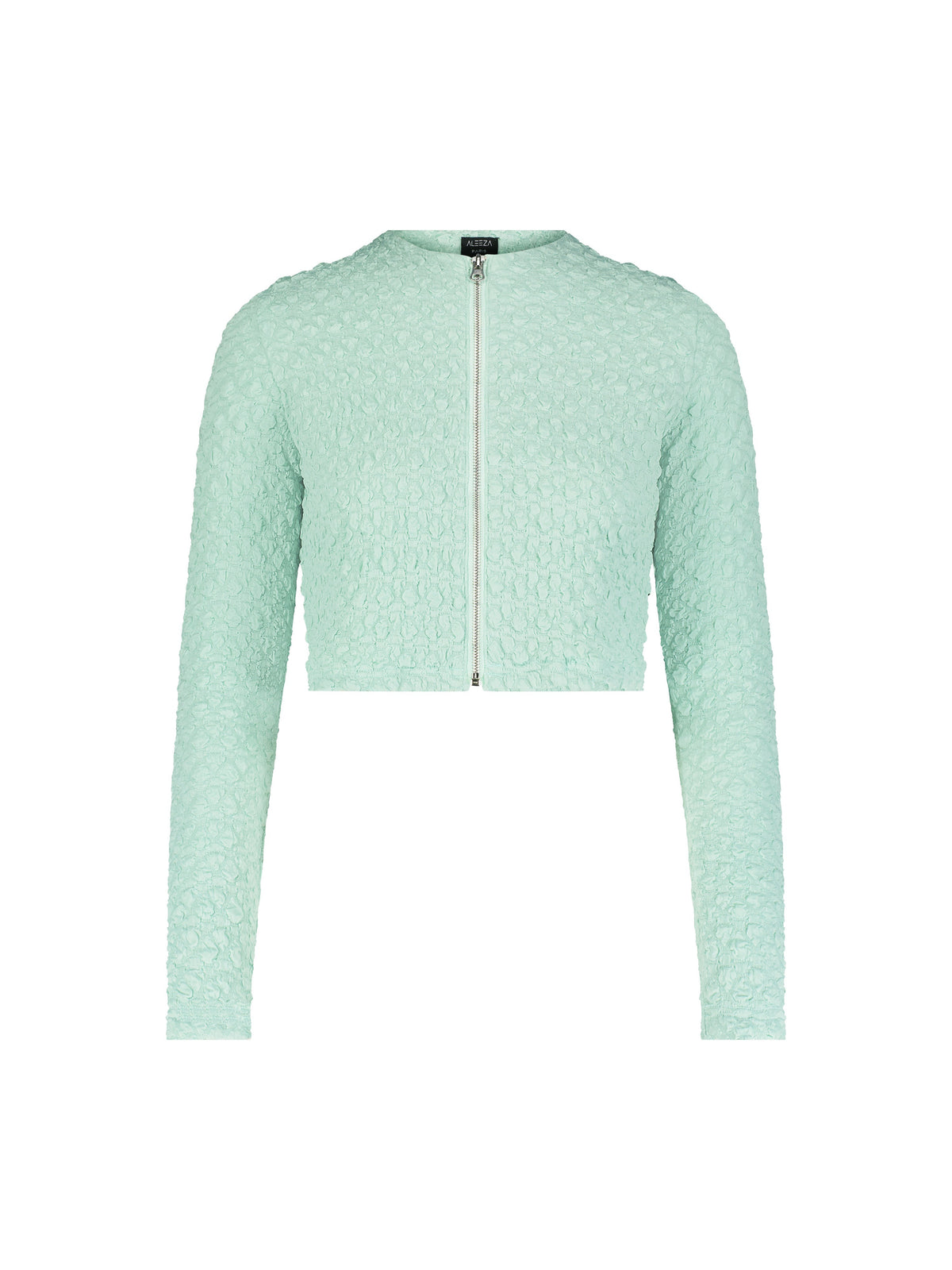 Aleeza Paris Jiffy Pop Zipper Cardigan – modest top in Tiffany