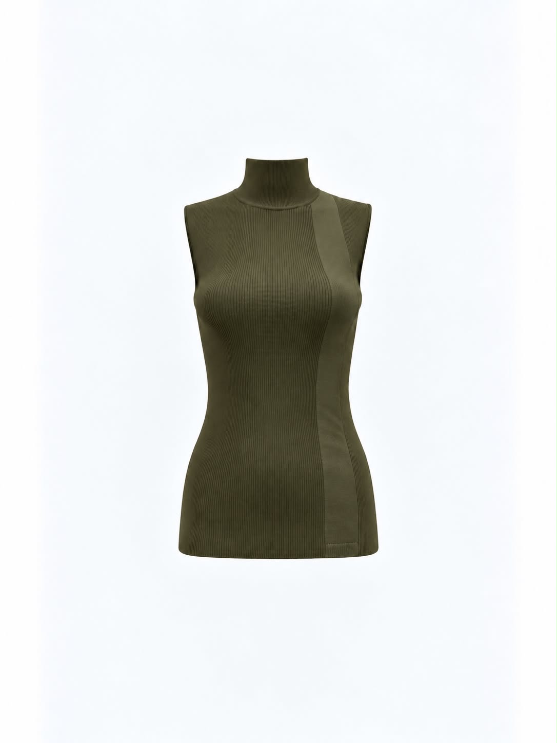 Aleeza Paris Mila Ribbed Mock Neck Top – modest top in Moss Green