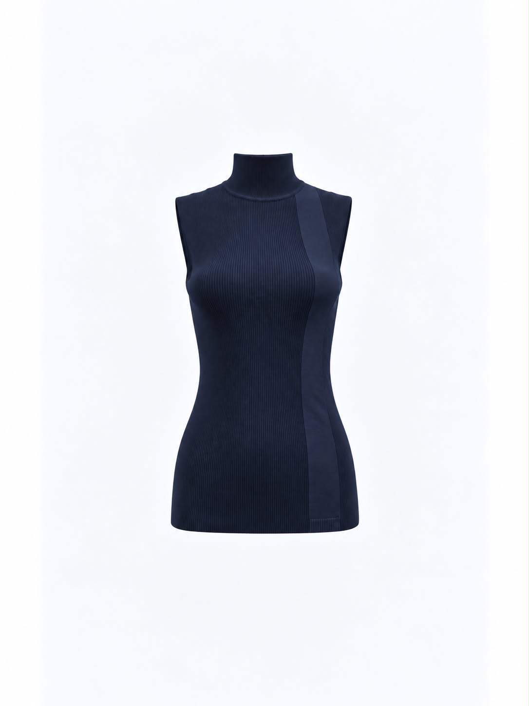 Aleeza Paris Mila Ribbed Mock Neck Top – modest top in Navy