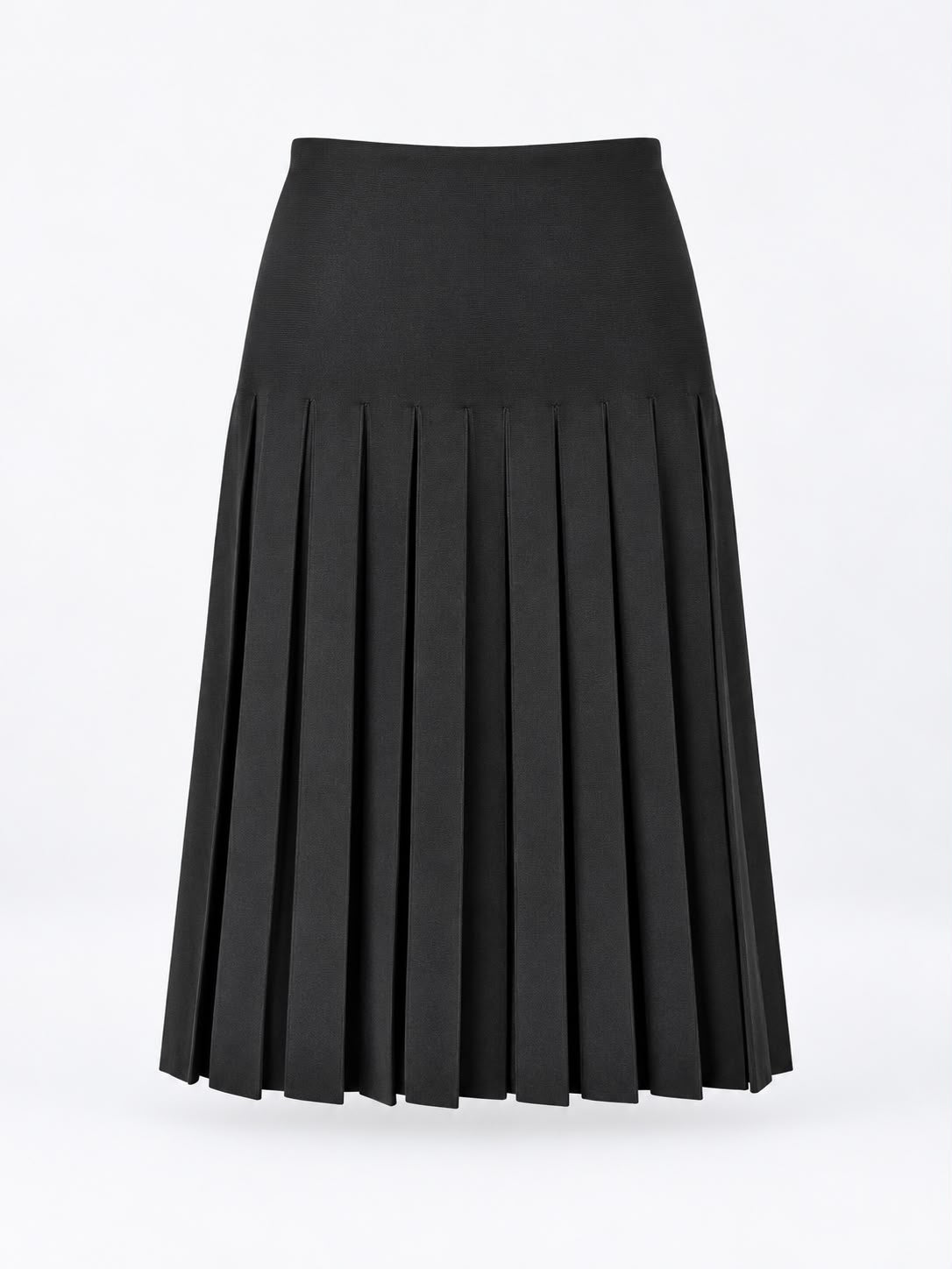 Charlotte Box Pleat Skirt in black – ghost mannequin – ALEEZA PARIS