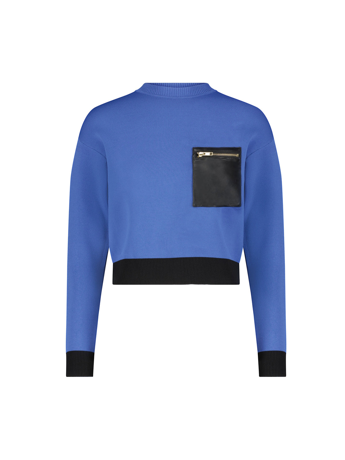 Aleeza Paris Phlox Sweater – modest top in Royal Blue W Black Trim