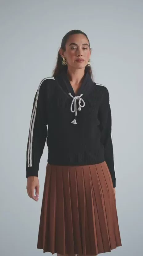 Remi Stripe Knit Sweater try-on video – ALEEZA PARIS