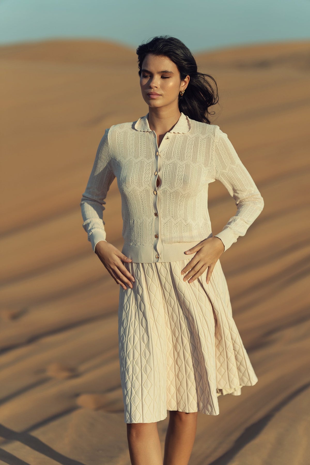 Aleeza Paris Diamond Pleated Aline Skirt – modest skirt in Blush