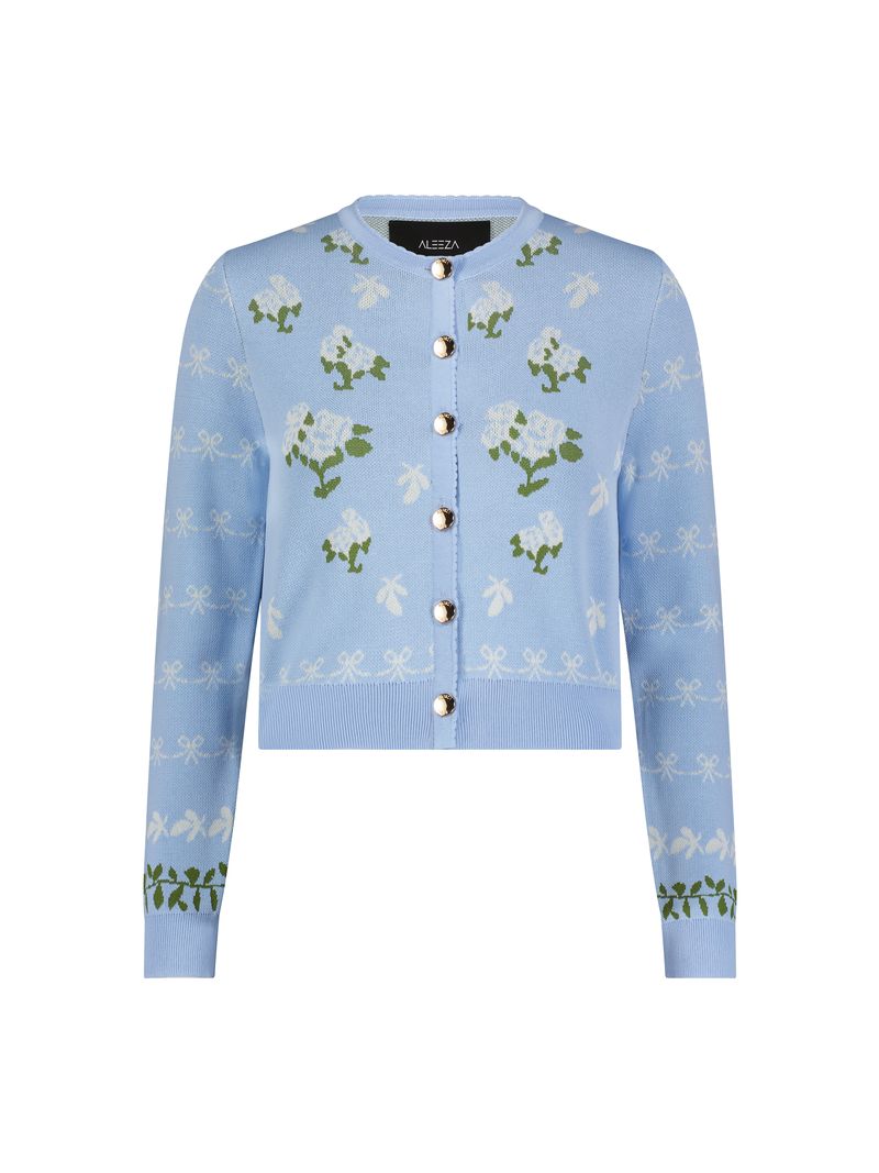 Aleeza Paris Motif Floral Knit Cardigan – modest top