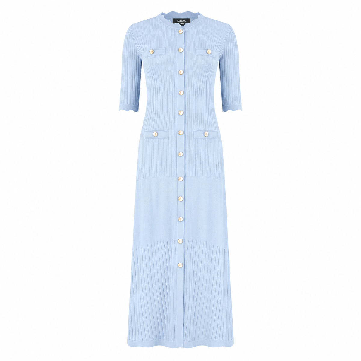 Aleeza Paris Rhoda Knit Dress – modest dress in Baby Blue