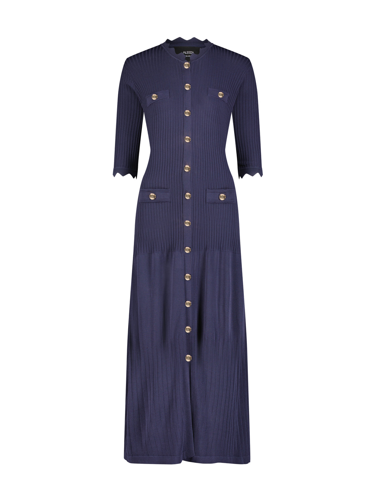 Aleeza Paris Rhoda Knit Dress – modest dress in Navy