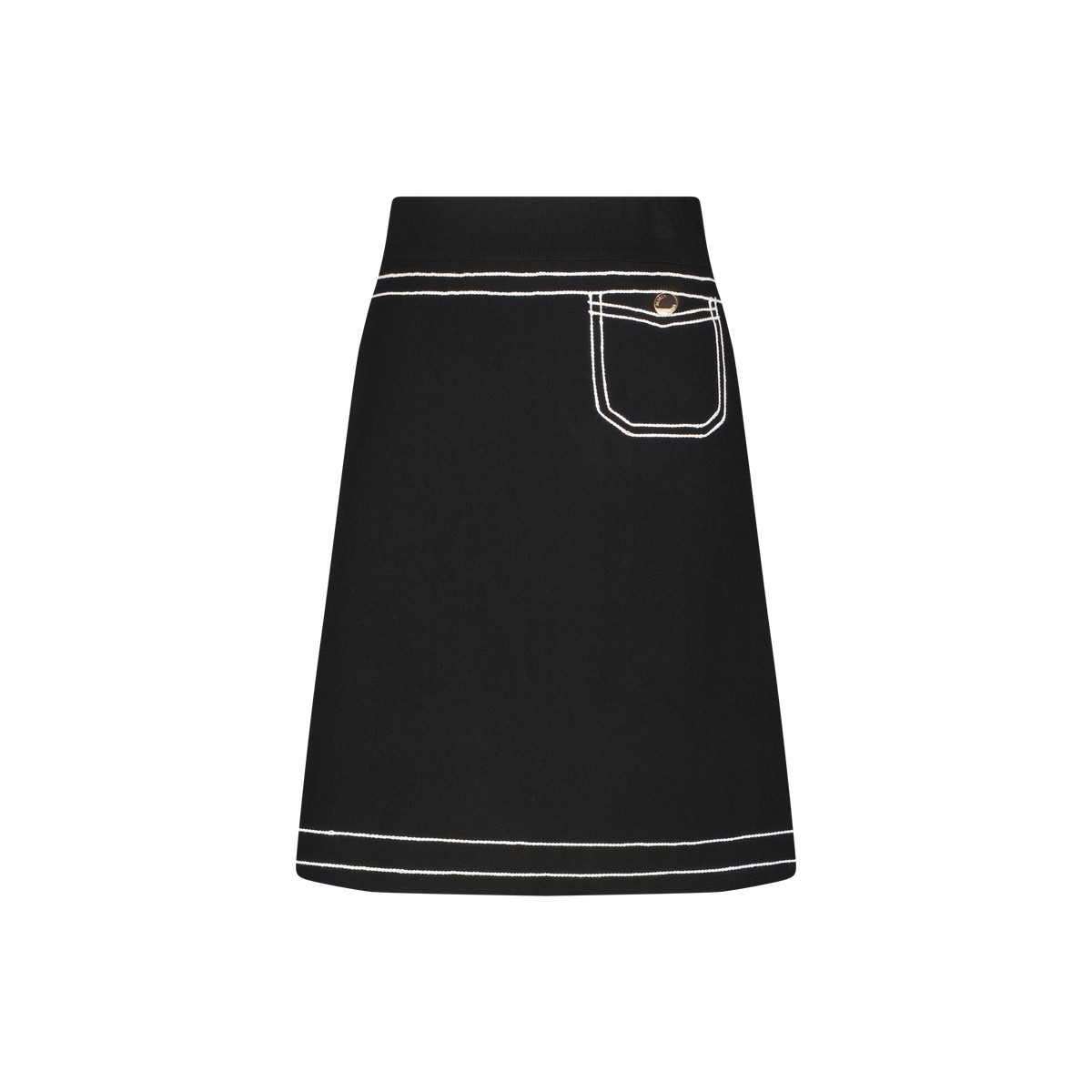Aleeza Paris Rosie Skirt – modest skirt in Black W Ivory Trim