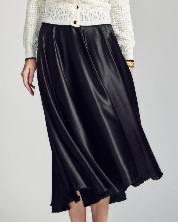 Aleeza Paris Saphire 100% Silk Skirt – modest skirt in Black