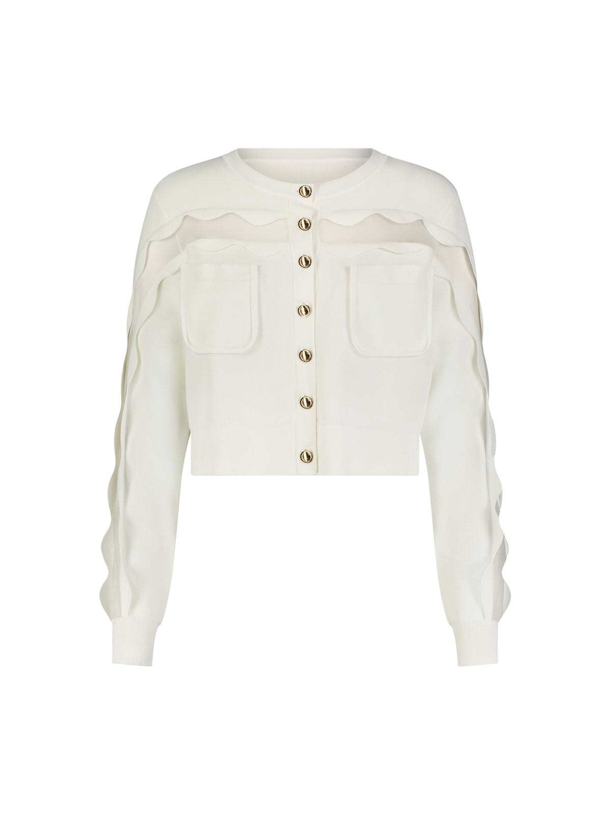 Aleeza Paris Scallop Crossover Cardigan – modest top in Ivory