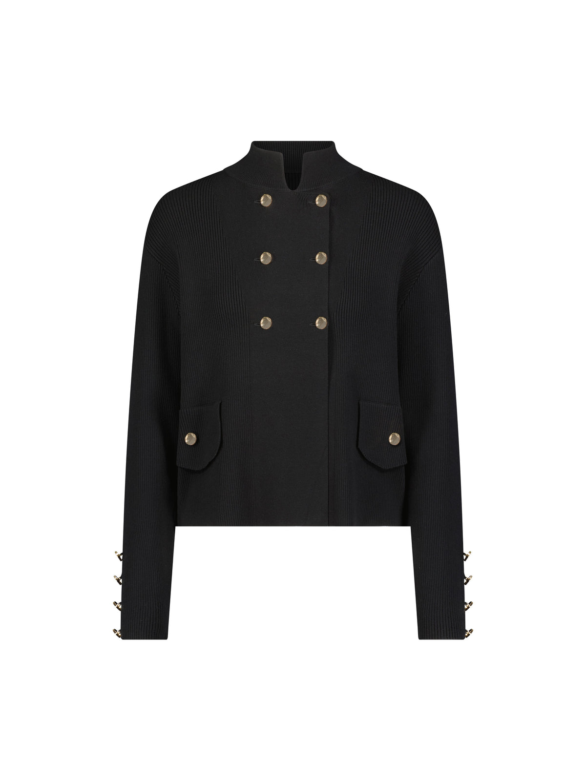 Aleeza Paris Selene Double Breasted Sweater – modest top in Black