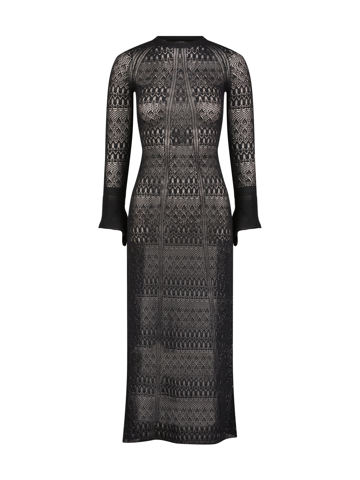 Aleeza Paris Sheer Lace Knit Dress – modest dress in Black