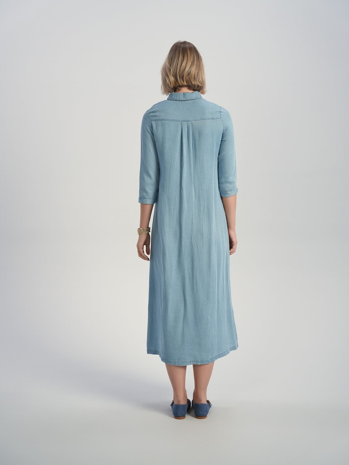 Aleeza Paris Sheila Denim Button Down Dress – modest dress in Blue Denim