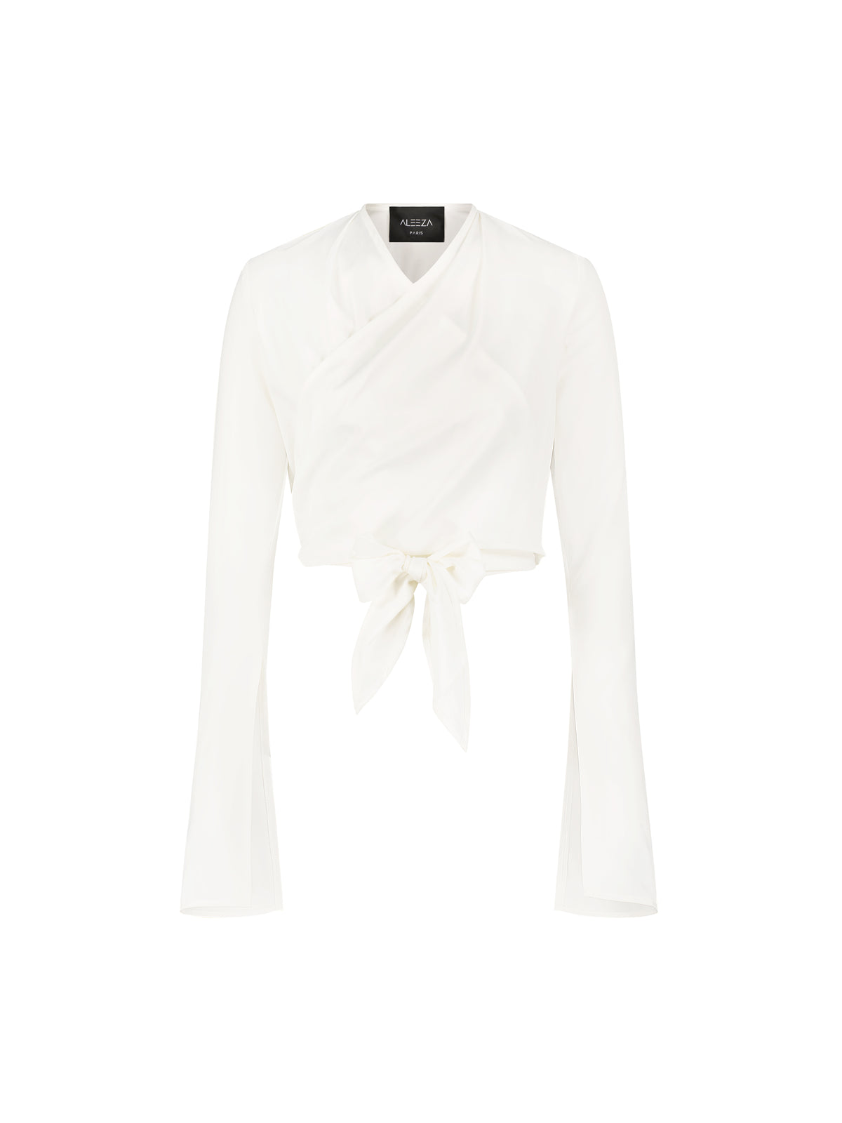 Aleeza Paris Grace Silk Wrap Shirt – modest top in Ivory