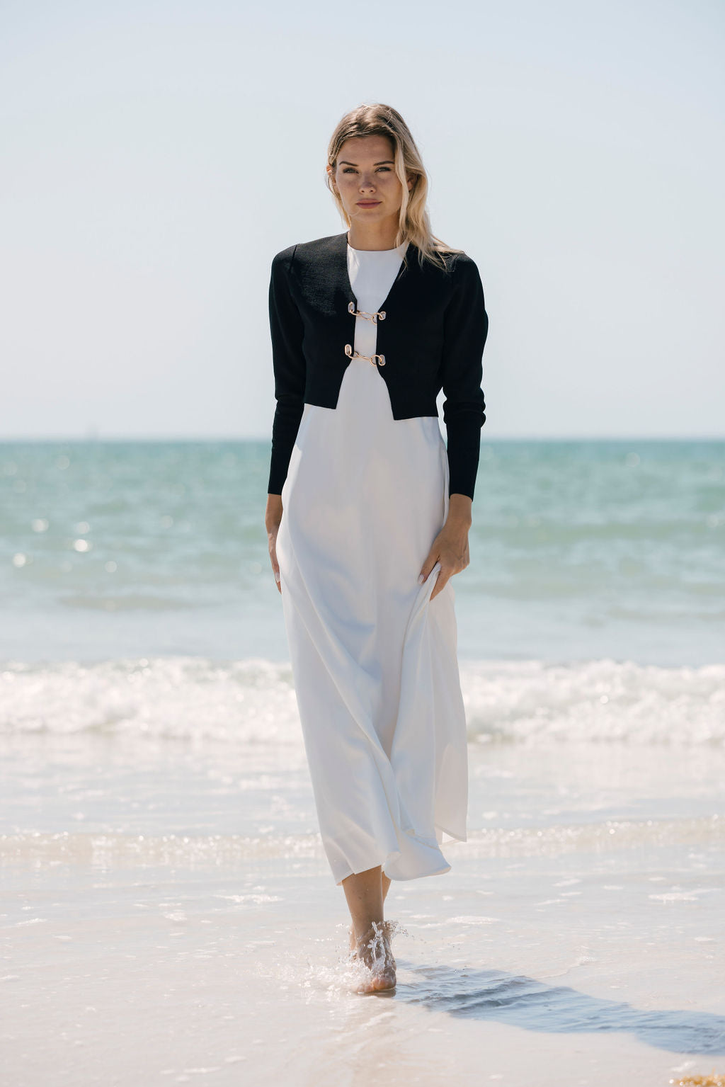 Slip Dress Closed Neck - White
