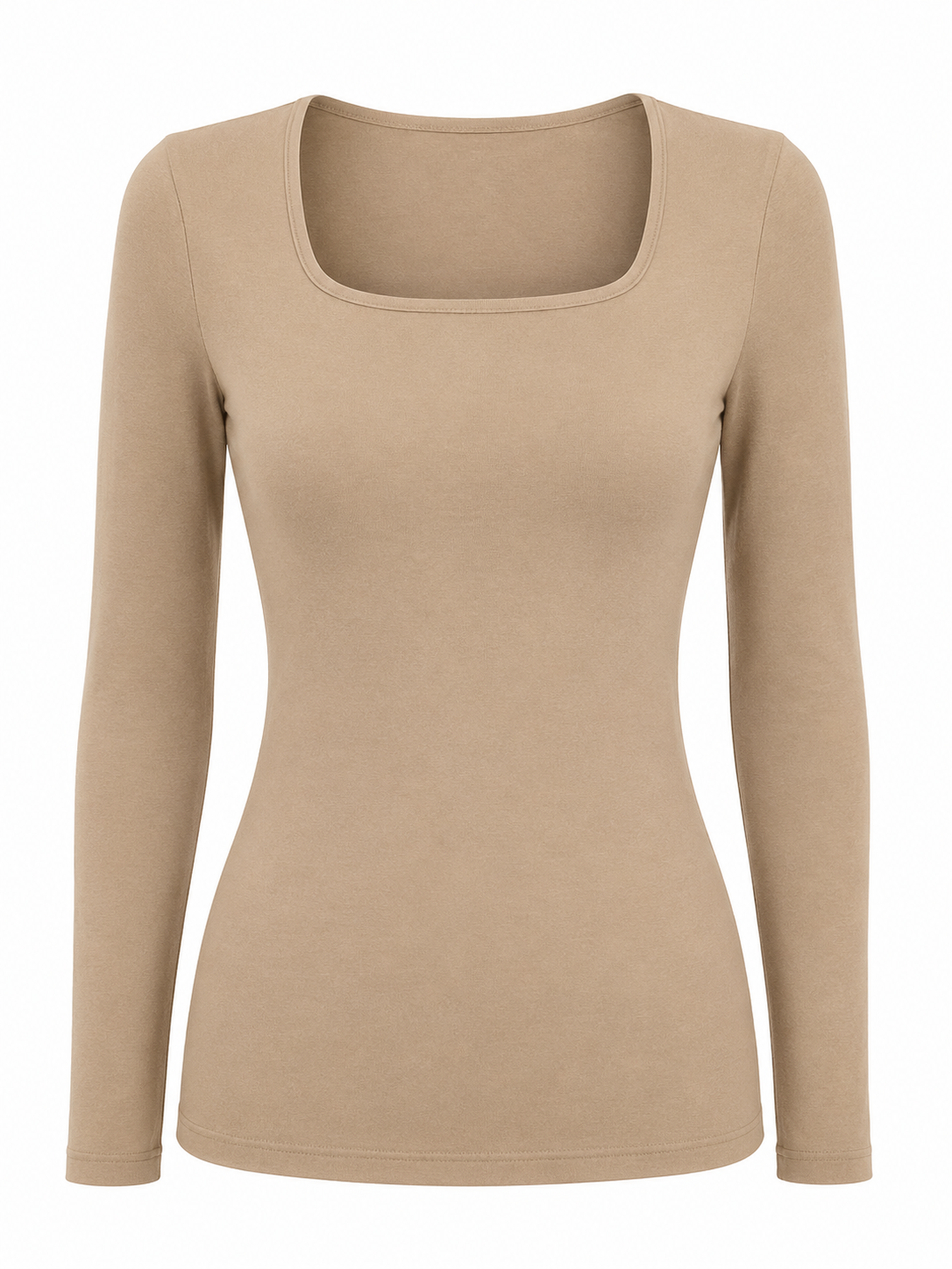 Aleeza Paris Square Neck Top Long Sleeve – modest top in Mocha