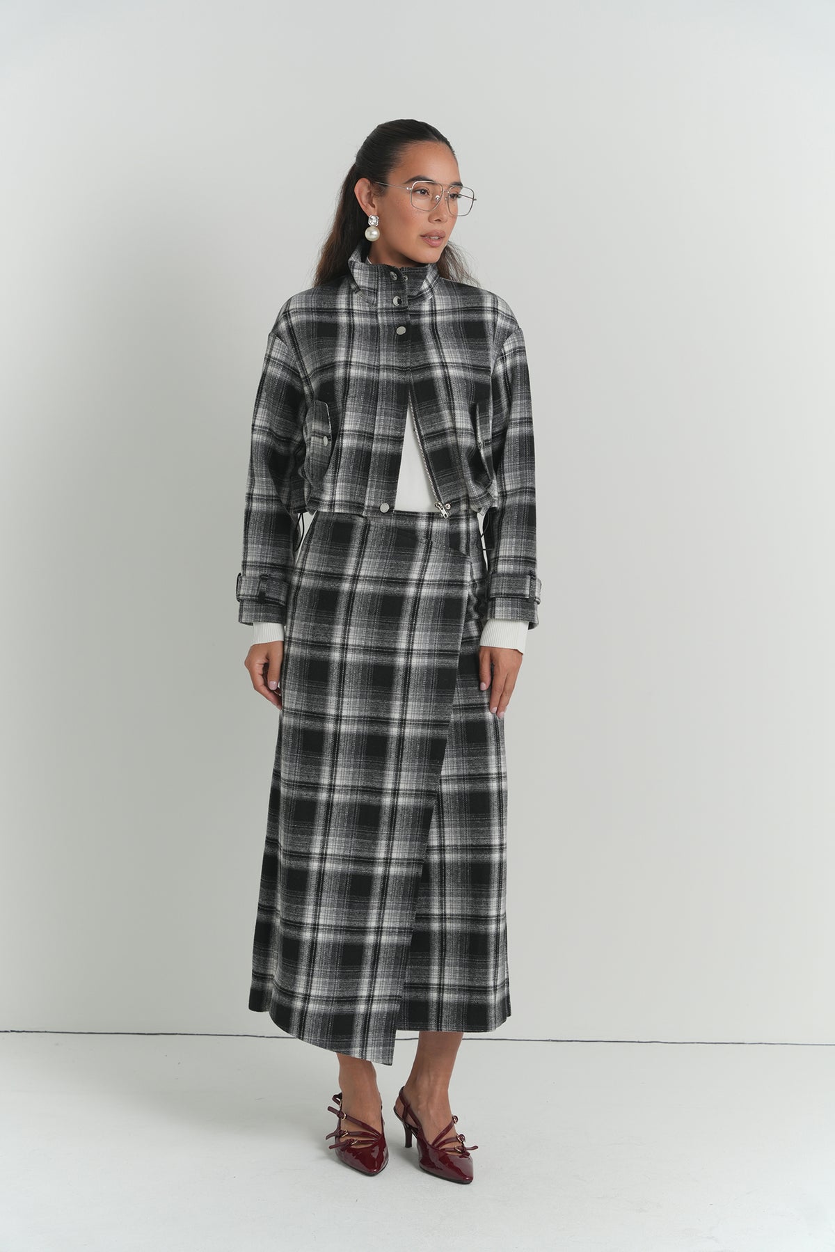 The Briar Plaid Skirt - Black Plaid 36" with the Briar Plaid Jacket