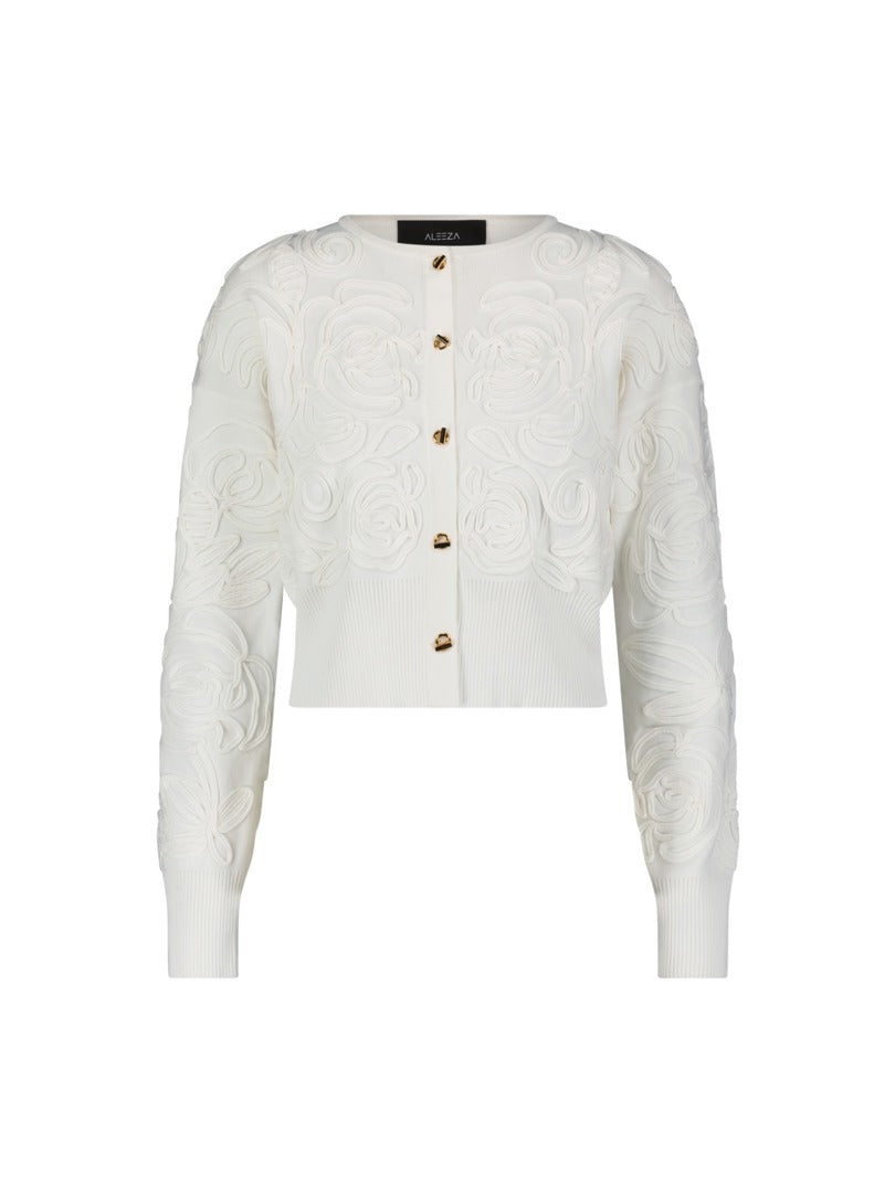 Aleeza Paris The Camille Embroidered Cardigan – modest top in Ivory