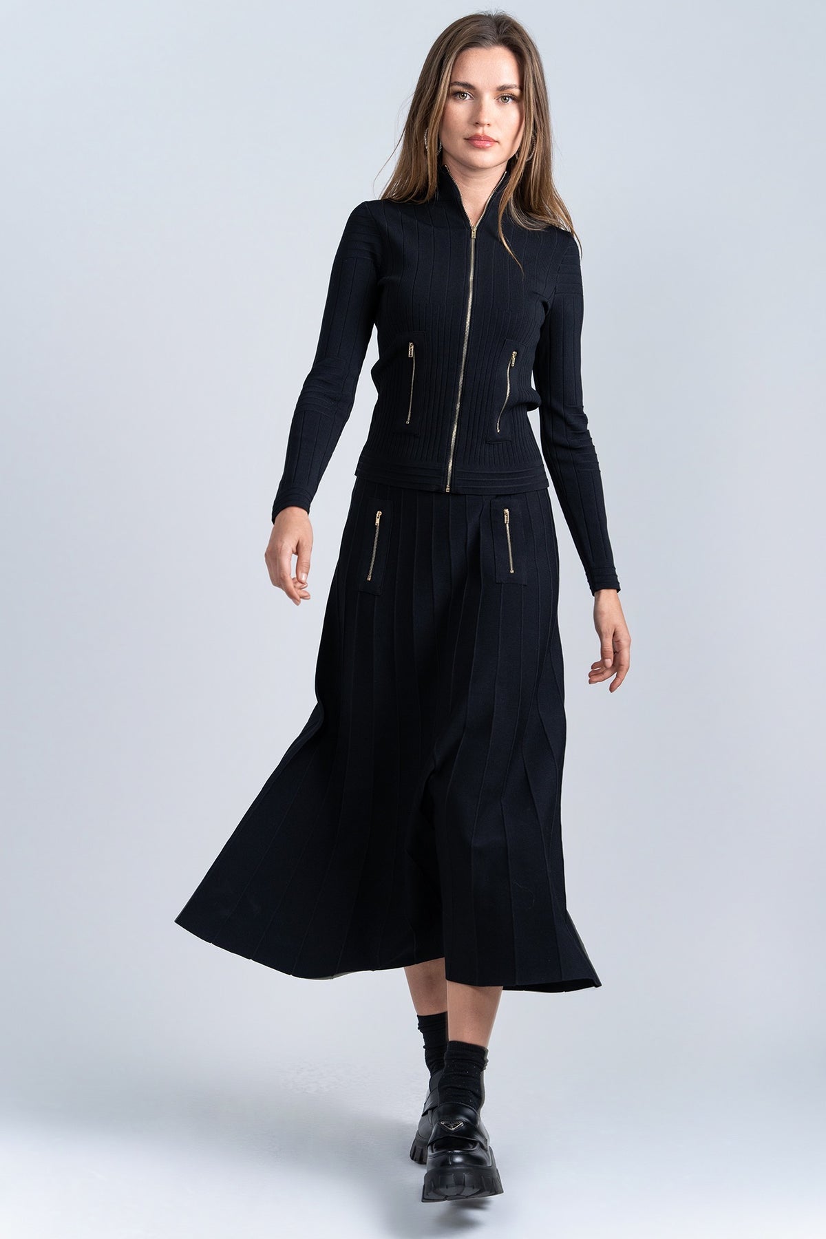 Aleeza Paris Timeless Tango, A-Line Skirt With Zipper – modest skirt in Black